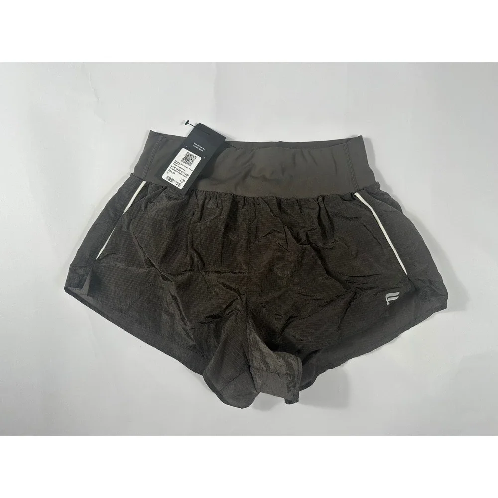 Fabletics High Waisted Iridescent Lined Running‎ Shorts Gray Reflective Size S
